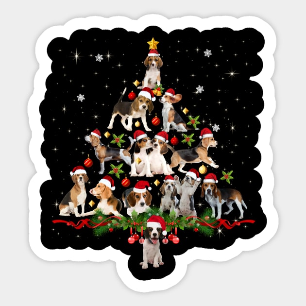 Funny Beagle Christmas Santa Hat Animal Sticker by nakos